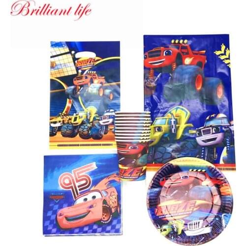 51/81pcs Blaze and the Monster Machines Birthday Party Decoration Paper Cup Plate Napkin Gift Bag Tablecloth Kids Party Supplies