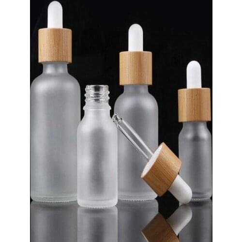 Bamboo Cap Frosted Glass Dropper Bottle Liquid Reagent Pipette Bottles Eye Dropper Aromatherapy Essential Oils Perfumes Bottles