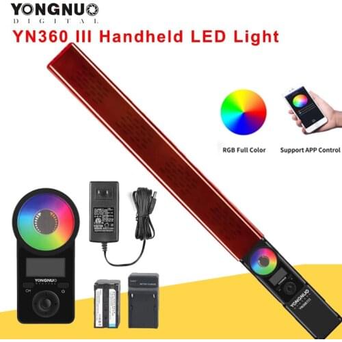 YONGNUO YN360 III RGB Color YN360III Handheld LED Video Light Touch Adjusting Bi-color 3200k to 5500k Temperature with Remote