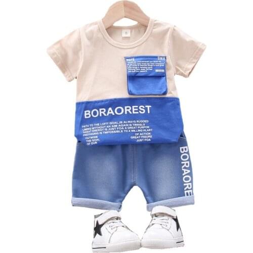 New Summer Baby Girl Clothes Children Boys Cotton Letter T Shirt Shorts 2Pcs/sets Toddler Fashion Costume Infant Kids Tracksuits