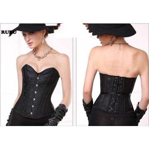 Goth Satin overbust Corset Bustiers Lace Up Back Waist Cincher Sexy Lingerie Corset Colete Korsett Wedding Plus Size S-2XL