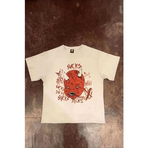 White - shiny big red face gildan heavyweight 210g cotton