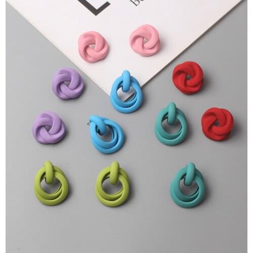 Personality Round Dangle Earrings for Women Colorful Metal Drop Earrings boucles d'oreilles Twist orecchini bijoux femme