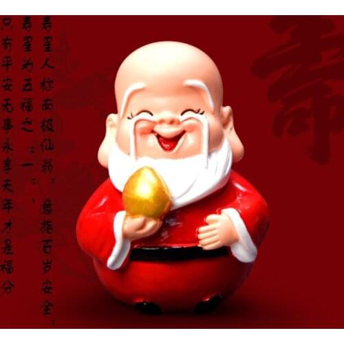 Resin crafts auspicious ornaments fortune longevity happiness God of wealth ornaments hotels pharmacies car ornaments doll