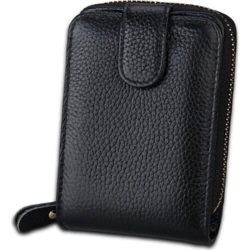 Credit Card Holder Wallet Business Men Women Zipper Coin Pocket Multi-card Position Leather Purse Multi-function ID Card Holder