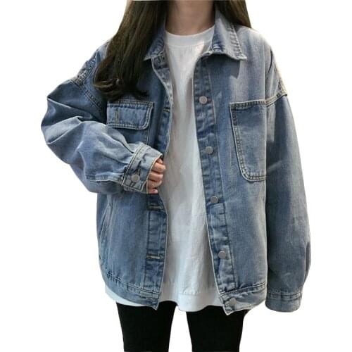Fashion Spring Autumn Vintage Denim Womens Jacket Korean Casual Basic Coat Ladies Harajuku Jeans Jackets for Women 2021 New