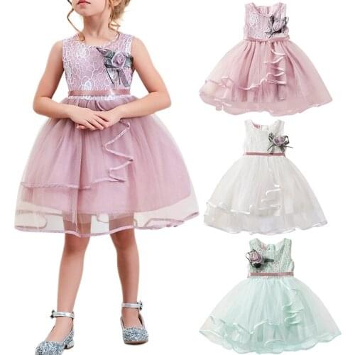 Summer Girl Dress Flower Lace Dress For Girls Birthday Party Princess Costume For Kids Floral Tutu Dress Girls Children Vestidos