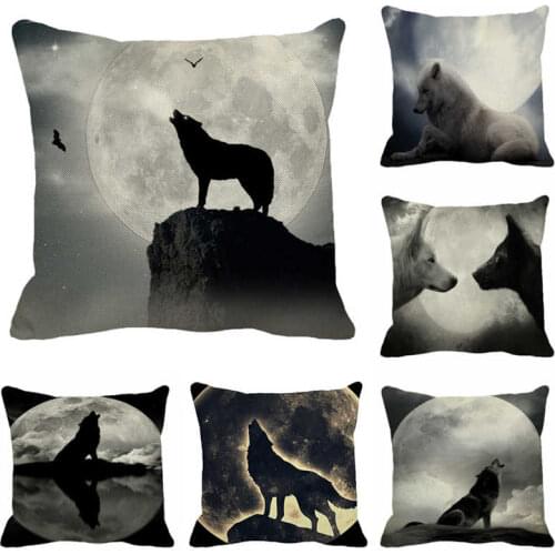 Fashion Night Wolf Pillow Case Cotton Linen Home Textile Sofa Car Decor Waist Cushion Cover 18
