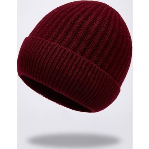 Men Hat Winter Wool Knit Beanie Women Autumn Warm With Brim Casual Skiing Accessory For Teenagers