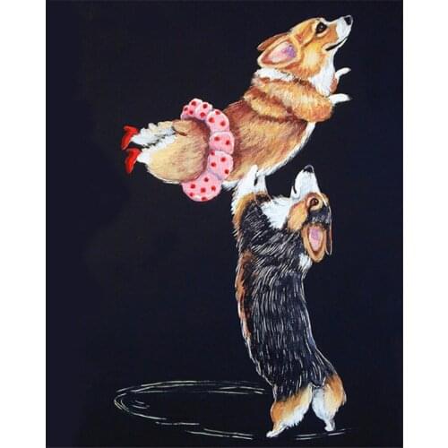 Yumeart Diamond Embroidery Full Drill Diamond Painting by Number Welsh Corgi DIY Cross Stitch Rhinestone Mosaic Home Decoration