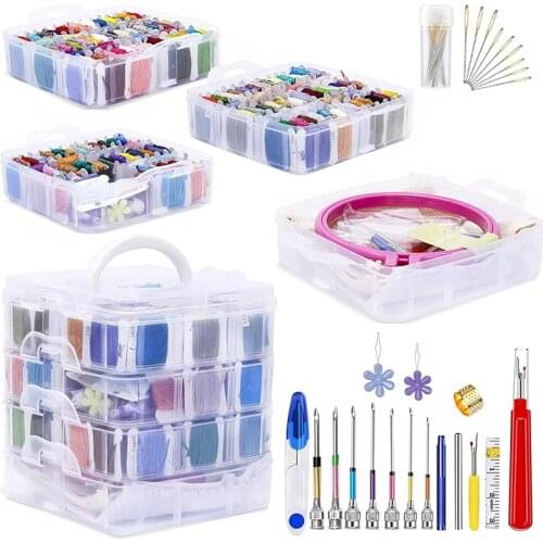 KAOBUY 188pcs Embroidery Starter Kit Punch Needle Tool And Supplies Including Embroidery Punch Needle With Organizer Storage Box