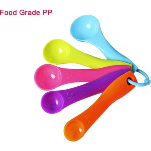 5pcs PP Plastic Measuring Spoon Set Candy Color Digital Spoon Organizer Kitchen Measure Cup Baking Utensil Set Kitchen Gadget 25