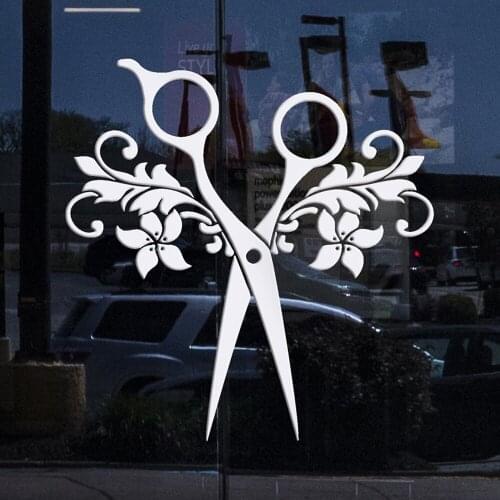 Window Decor for Business and Wall Decal Vinyl Scissors Beauty Salon Hair Barbershop Stickers Removble Shop Decor H435