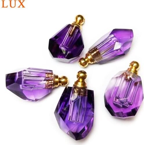 High quality Natural amethysts Perfume Bottle pendant tiny handmade Faceted Amethysts pendant Mojo Bottle healing crytal Fashion