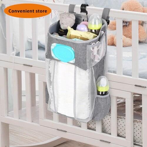 Baby Crib Hanging Storage Bag Diaper Nappy Organizer Cot Bed Organizer Bag Baby Bedside Storage Bag Diaper for Portable Bag