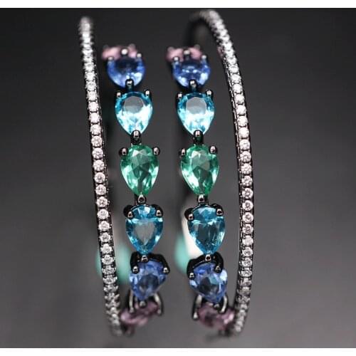 Luxury Multicolor Big Hoop Earrings for women Water Drop colorful crystal Glass Round Earring Zirconia stone New Fashion Jewelry