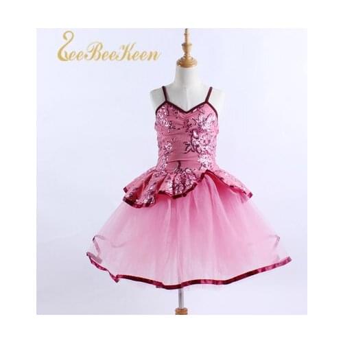 Pink Sling Ballet Tutu Dress For Girls Professional Ballet Dress Women Stage Performance Dancewear Ballerina Clothes For Adult