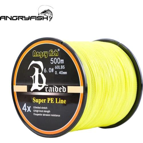 Angryfish Hot New 500m 4 Strands Braided Fishing Line 8 Colors Super PE Line Strong Strength