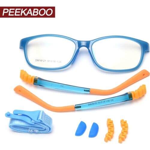 Peekaboo silicone square glasses for kids boy clear lens tr90 blue pink girl optical glasses frame for children ultraligt