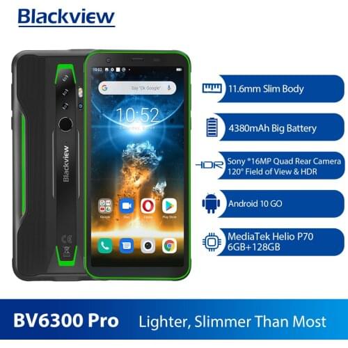 BLACKVIEW BV6300 Pro Smartphone Helio P70 6GB+128GB 4380mAh Android 10 Mobile Phone NFC IP68 Waterproof 4G Rugged Mobile Phone