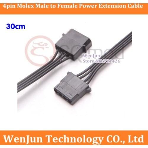 Best price for 4Pin IDE Molex Male to Female M/F EXTENSION Power Supply Cable 18AWG Wire Ribbon Cable Cord 30cm