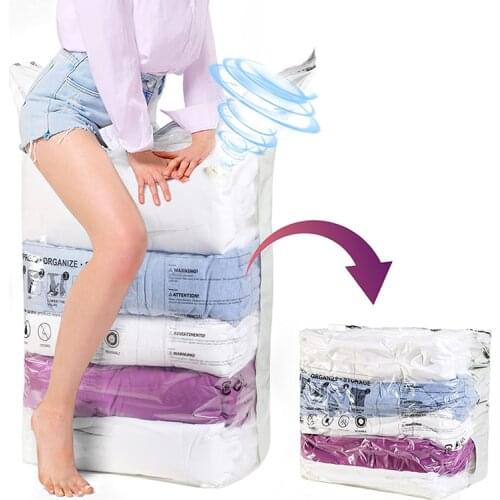 Vacuum Storage Bags Travel Space Saver No Pump Needed Compression SealerBags Home Organizer Package for Clothes, Quilts, Pillow