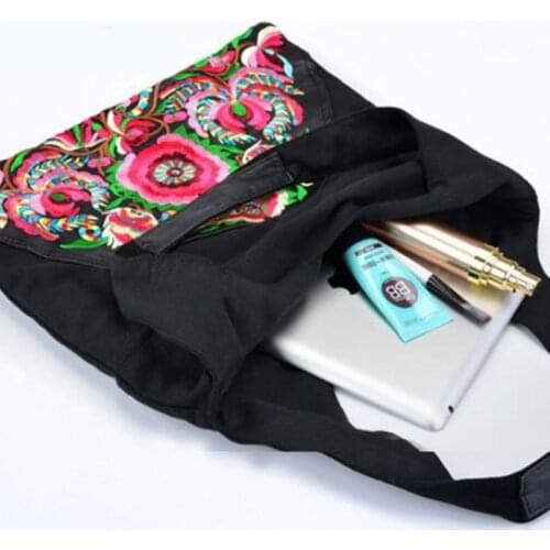 Bag Womens Chinese Ethnic Style Vintage Shoulder Bag Retro Embroidered Colorful Floral Pattern Top Zip Large Tote Travel Daily