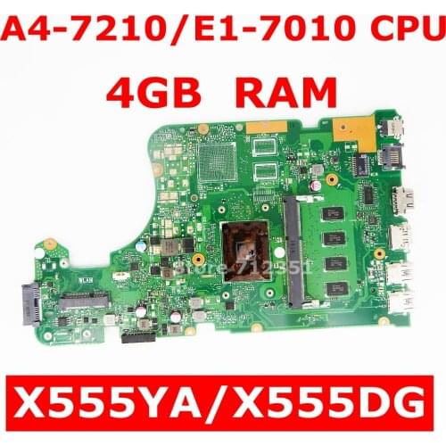 X555YA/X555DG Motherboard A4-7210 CPU 4GB RAM For ASUS X555DG X555YA X555Y X555YI X555D A555D Laptop mainboard Test ok