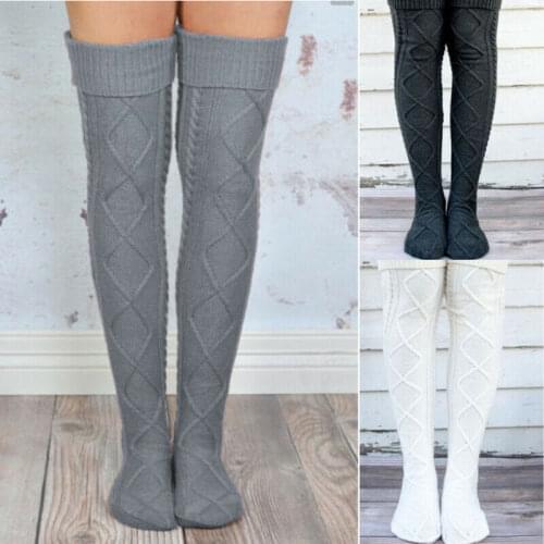 2019 Newest Style Ladies Winter Cable Knit Over knee Long Boot Thigh-High Warm Warm Cotton Socks