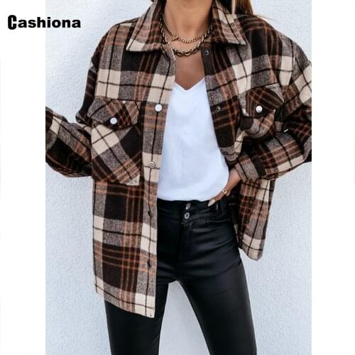England Style 2021 Single Breasted Women Jacket Fashion Basic Tops Long Sleeve Coats Lightweight Plaid Jackets Slim Outerwear