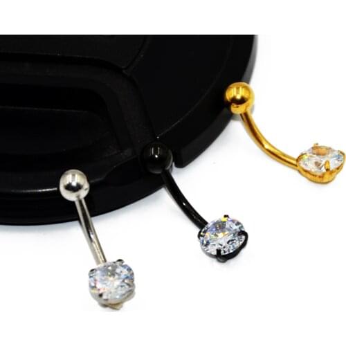 1pc Surgical Steel Round Gem Zircon Belly Navel Ring Crystal Belly Button Ring Piercing Jewelry