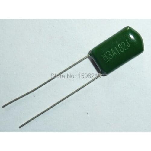 100pcs Mylar Film Capacitor 1000V 3A182J 1800pF 1.8nF 3A182 5% 1KV Polyester Film capacitor