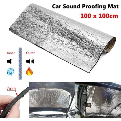 100x100cm 7mm Sound Deadener Mat Noise Bonnet Insulation Deadening Hood Engine Firewall Heat Aluminum Foam Sticker Pipe Cover