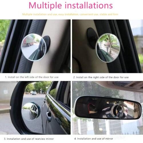 2pcs Rear-seat Rear-view Mirrors for Cars Rear Lower Car Mirrors Rearview Safety Observation Anti-borderless Small Round Mirrors