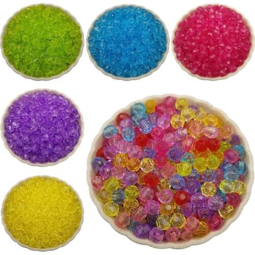 6mm 100Pcs Rondelle Faceted Acrylic Beads Loose Spacer Beads for Handmade DIY Necklace Bracelet Jewelry Making Wholesale