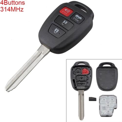 Black ABS+Metal 314MHz 4 Buttons Keyless Uncut Flip Remote Key Fob HYQ12BEL with H Chip Fit for Toyota Camry Corolla 2014 - 2017