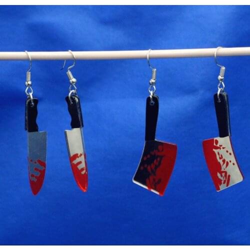 Gothic Bloody Knife Charms Acrylic Halloween Jewlery Findings For Earring Diy