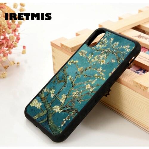 Iretmis 5 5S SE 6 6S Soft Silicone phone case cover for iPhone 7 8 plus X Xs 11 Pro Max XR Van Gogh Almond Blossoms flower art
