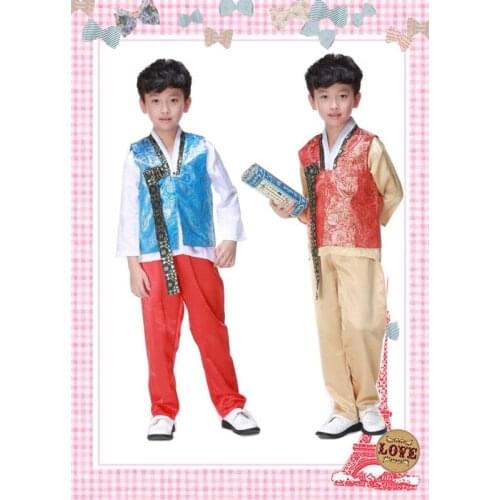 BOYS Korean Costume Mens Hanbok South Korea Nation Clothing Performance Wear Children Dance Clothing
