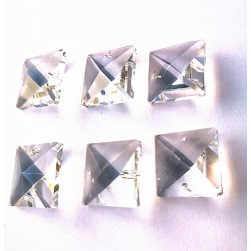 Top Quality 1000pcs/lot 22mm Clear Crystal Square Beads in 2 Holes For Chandelier Part Glass Curtain Accessories Home Decor