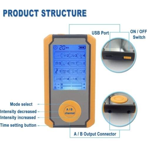 EMS Muscle Stimulator Pain Relief Massager Health Care Tens Acupuncture Massager 16 Modes Massage Mat Back Massager