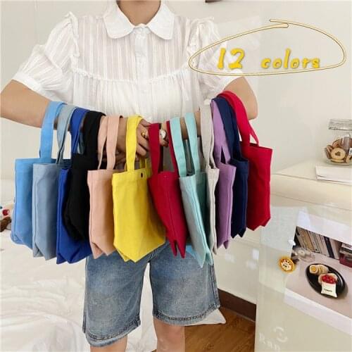 Mini Handbag Small Cloth Bag Simple Canvas Shopping Bags Pure Solid Color For Woman Canvas Bags Lunch bag