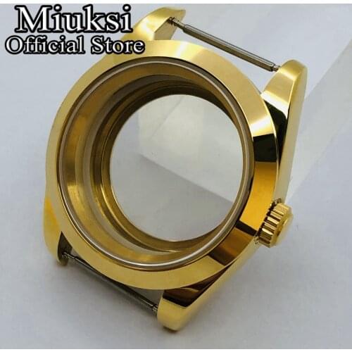 Miuksi 40mm gold polished case sapphire glass date fit NH35 NH36 ETA2836 Miyota 8205 8215 821A Mingzhu DG2813 3804 movement