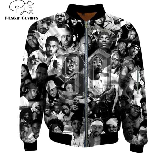 Fashion Mens Warm bomber jackets 90s rapper 2pac Tupac Printed 3d Thick Long Sleeve pocket outwear Unisex Casual Zipper jacket
