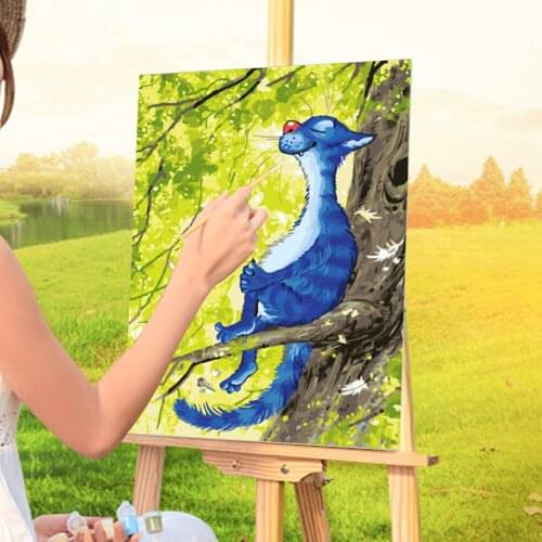 Cartoon Blue White Cat Coloring By Numbers Painting Package Acrylic Paints 40*50 Boards By Numbers Home Decoration Handiwork