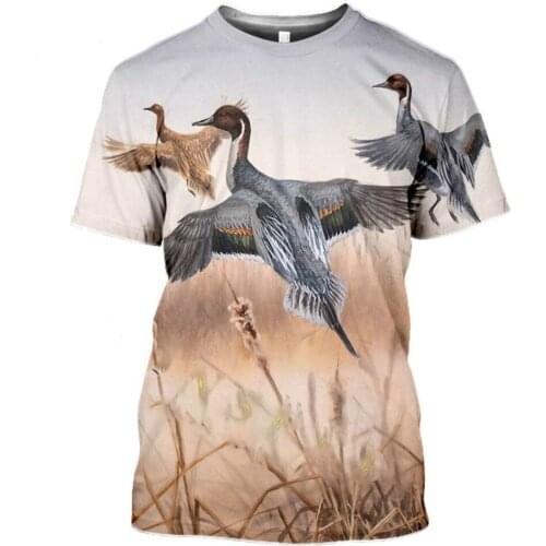 Hunting man camouflage mens short-sleeved T-shirt cartoon animal print streetwear partridge casual loose 2021