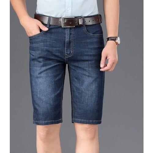 Mens straight denim shorts classic 2021 summer loose cotton stretch shorts mens brand clothes large size 40 42 44