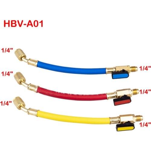 3pcs R134A R410 R22 800-4000 PSI Manifold Gauge Set A/C Refrigeration Charging Hose HVAC Refrigerant Hoses Set with Ball Valve