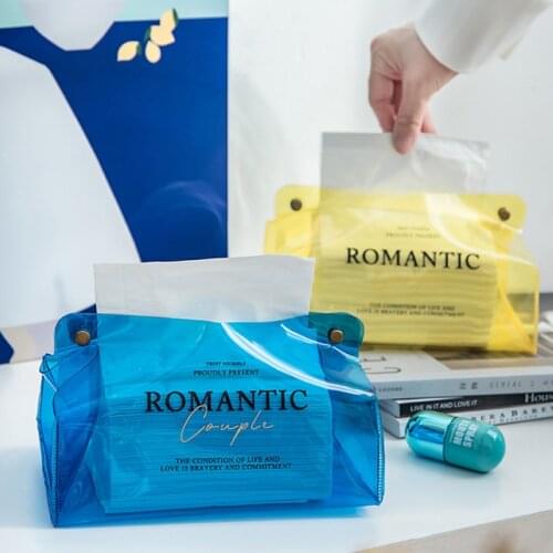 Nordic fashion transparent tissue box home living room decoration bedroom desktop napkin paper bag sundries storage box