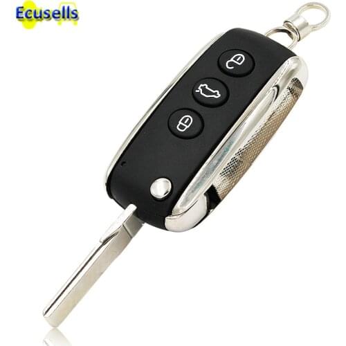 New Uncut Modified Folding Flip Remote Key Shell Case Fob 3 Button for Bentley Mulsanne Arnage replacement remote key case